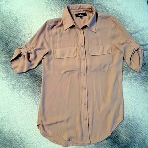 Dusty Pink 3/4 Sleeve Button-up Blouse